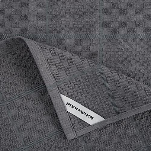 KitchenAid Quilted Cotton Terry Cloth Oven Mitt, Pot Holder, Kitchen Towel 4-Pack Set, Heat Resistant, Silicone Grip, Gift Set, Charcoal Grey, 16"x26", 7"x13" & 7"x10" - color: Charcoal Grey