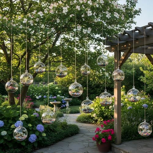 3.15 inches Hanging Tealight Holder Glass Globes Terrarium Wedding Candle Holder Candlestick (18 Pcs/Set) (18pcs)