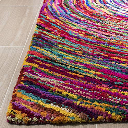 SAFAVIEH Nantucket Collection Accent Rug - 2'3" x 4', Multi, Handmade Boho Abstract Circle Cotton, Ideal for High Traffic Areas in Entryway, Living Room, Bedroom (NAN315A) - size: 2'3" x 4' (Rectangular)