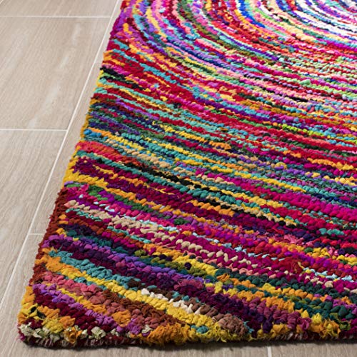 SAFAVIEH Nantucket Collection Accent Rug - 2'3" x 5', Multi, Handmade Boho Abstract Circle Cotton, Ideal for High Traffic Areas in Entryway, Living Room, Bedroom (NAN315A) - size: 2'3" x 5' (Rectangular)