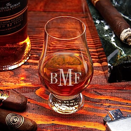 Personalized Glencairn Whiskey Glass Gift Set with Wooden Box – Set of 4 Engraved 6 oz Glencairn Bourbon & Scotch Tasting Glasses, Custom Whiskey Lover Gift for Dad, Husband & Collectors - style: Brown Box Set
