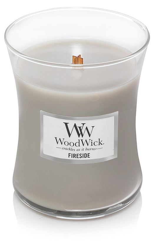 Woodwick Ellipse Scented Candle, Fireside, 16oz | Up to 50 Hours Burn Time & Medium Hourglass Candle, Fireside - Premium Soy Blend Wax, Pluswick Innovation Wood Wick, Made in USA