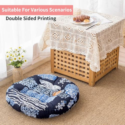 Round Meditation Floor Cushions,Large Floor Pillow Sitting for Adults and Kids,Boho Seats for Yoga Cushion India Seating Pad Balcony Bedroom Tatami Living Room,22x22 Inch
