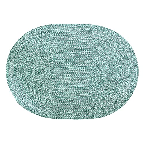 Super Area Rugs Farmhouse Braided Rug Cotton Kitchen Reversible Carpet Light Green & White, 2' X 3' Oval - color: Light Green & White, size: 2' x 3' (Oval)