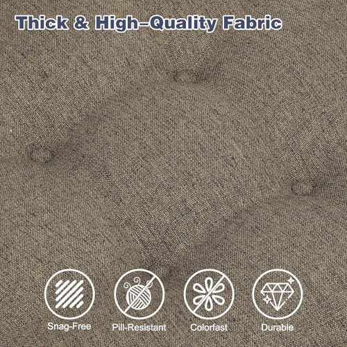 baibu Set of 2 Dining Chair Cushions, Dual-Layer Patent Design Memory Foam Kitchen Chair Cushions, Non-Slip Seat Pads with Ties, 16.5 x 16.5 x 3.5in, 2 Pack, Brown - color: Brown, size: 2 Count (Pack of 1)