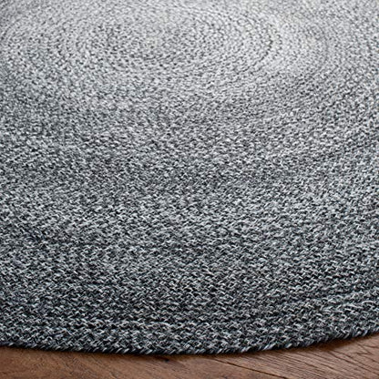 SAFAVIEH Cape Cod Collection Area Rug - 3' Round, Charcoal, Handmade Braided, Ideal for High Traffic Areas in Living Room, Bedroom (CAP224H) - color: Charcoal, size: 3' (Round)