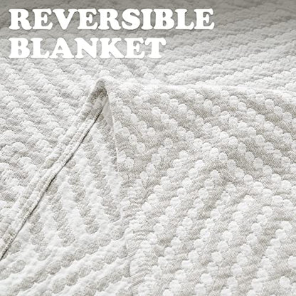 jinchan 100% Cotton Muslin Blanket Twin Boho Throw Blanket 50x60 Stone Gray | 3-Layer, Dotted Diamond Quilt, Cooling Breathable Lightweight, for Adult, Soft, Reversible, Summer, Couch, Sofa, Bedroom - color: B. Square Grey, size: 50"x60"
