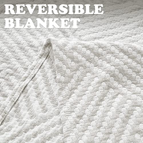 jinchan 100% Cotton Muslin Blanket Twin Boho Throw Blanket 60x80 Stone Gray | 3-Layer, Dotted Diamond Quilt, Cooling Breathable Lightweight, for Adult, Soft, Reversible, Summer, Couch, Sofa, Bedroom - color: B. Square Grey, size: 60"x80"
