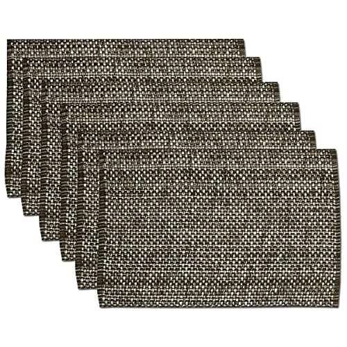 Sweet Home Collection 100% Cotton Placemats for Dining Room Rectangle Two Tone Woven Fabric 13" x 19" Soft Durable Table Mat Set, Set of 6, Chocolate - color: Chocolate, size: Rectangle 13" x 19"