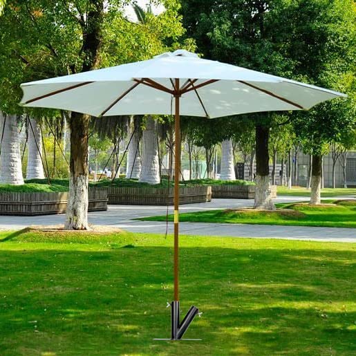 Hi Flame Outdoor Lawn Umbrella Stand Steel Parasol Holder with 2 Positions for Park, Patio, Beach, Black