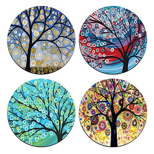 Color Tree of Life Round Coaster Set - Made of Recycled Rubber - Set of 4 - color: Color Tree of Life