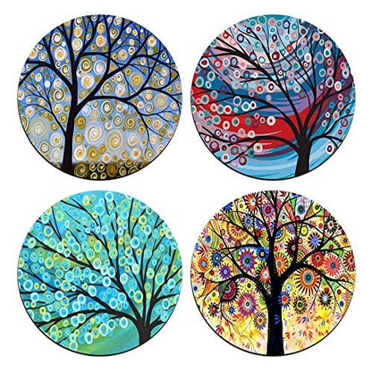 Color Tree of Life Round Coaster Set - Made of Recycled Rubber - Set of 4 - color: Color Tree of Life