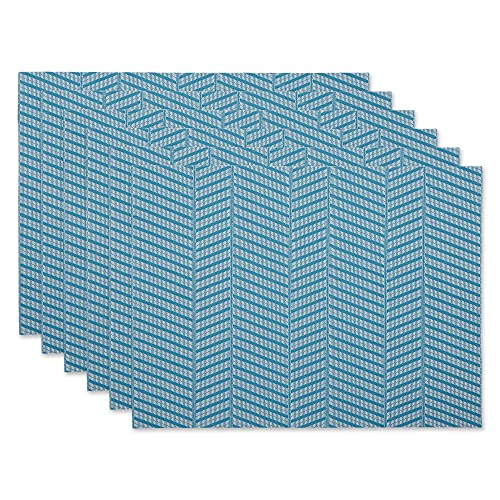 DII Farmhouse Stripe Woven Tabletop Collection Placemat Set, 13x17.25, Storm Blue, 6 Piece - color: Storm Blue