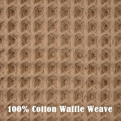 Waffle Bathroom Hand Towels 2-Piece (Tan) – Cotton, Soft, Lightweight | Lint Free, 13” x 29” - color: Tan