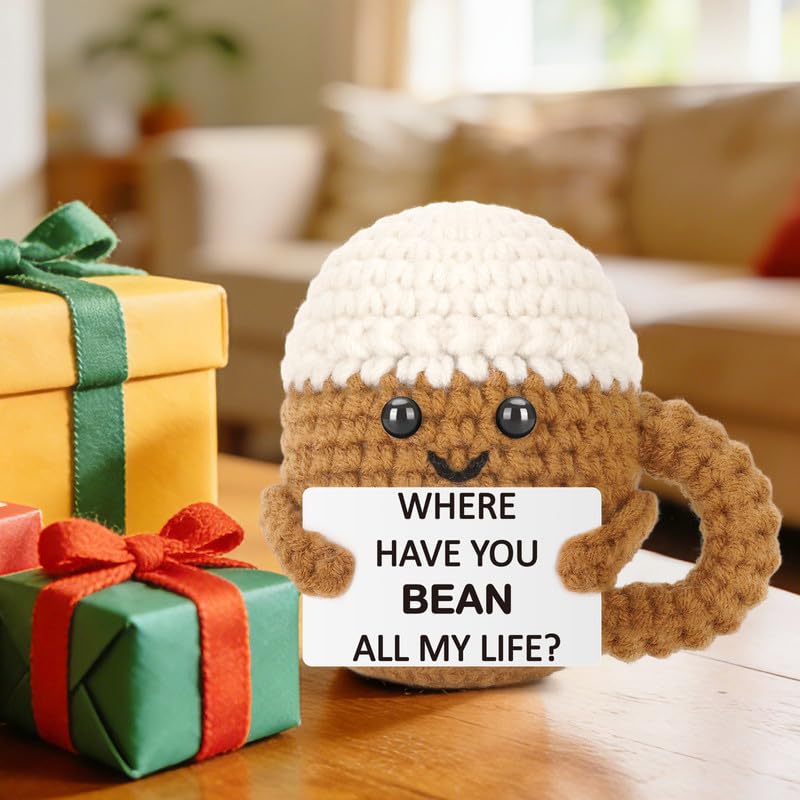 Xinezaa Mini Anniversary Coffee Gifts for Boyfriend Girlfriend Her Him | Birthday Gift for Wife Husband Couples Women Men, Funny Handmade Crochet, Romantic Valentines Christmas I Love You Desk Decor - style: All life