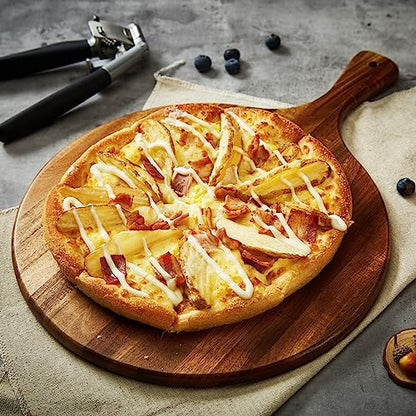 Acacia Wood Round Cutting Board with Handle - Wooden Charcuterie Board, Versatile Cutting Serving Board for Pizza, Bread, Cheese, Vegetables, and Kitchen Decor, 16"x12" - size: 16.5"L x 11.8"W