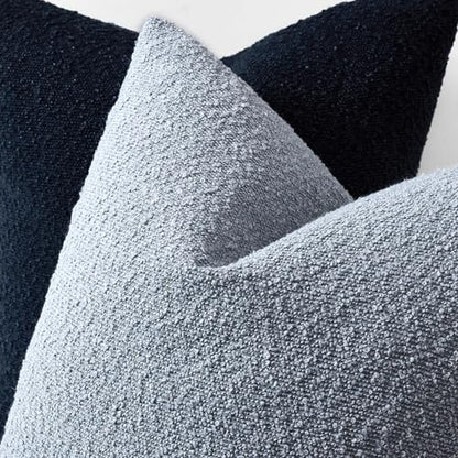 18x18 Boucle Throw Pillow Covers, Set of 2, Light Blue - color: Light Blue, size: 18" x 18" (Pack of 2)