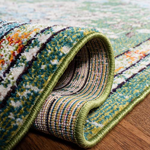 SAFAVIEH Madison Collection Area Rug - 2'2" x 4', Green & Turquoise, Boho Chic Distressed Medallion Design, Non-Shedding & Easy to Clean, Ideal for Living Room, Bedroom, Dining Space (MAD473Y) - color: Green/Turquoise, size: 2'2" x 4' (Rectangular)