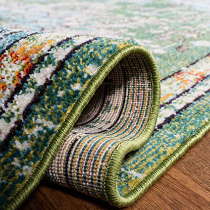 SAFAVIEH Madison Collection Area Rug - 2'2" x 4', Green & Turquoise, Boho Chic Distressed Medallion Design, Non-Shedding & Easy to Clean, Ideal for Living Room, Bedroom, Dining Space (MAD473Y) - color: Green/Turquoise, size: 2'2" x 4' (Rectangular)