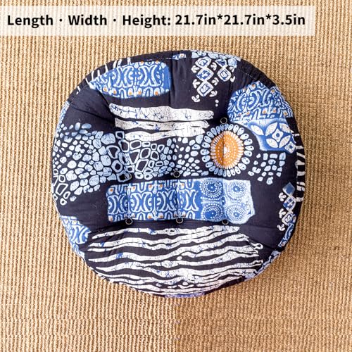 Round Meditation Floor Cushions,Large Floor Pillow Sitting for Adults and Kids,Boho Seats for Yoga Cushion India Seating Pad Balcony Bedroom Tatami Living Room,22x22 Inch