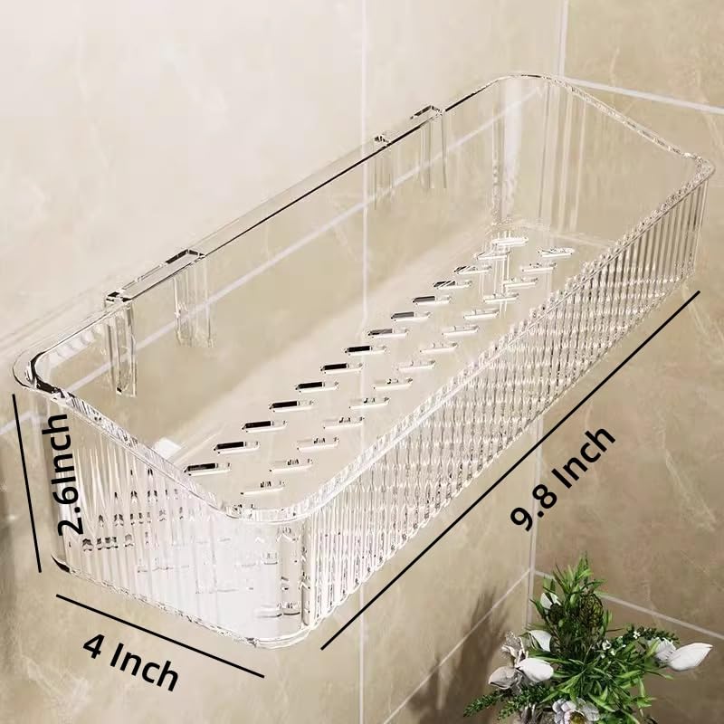 2 Pcs Wall Mounted Shower Caddy, Adhesive Bathroom Caddy Shelf Organizer Makeup Organizer Storage Bins for Bathroom Kitchen