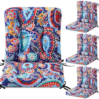 Hoteam 4 Set Outdoor Patio Chair Cushions 20 x 42 in Deep Seat Waterproof Patio Cushions Set for Furniture Replacement Removable Seat and Back (Red Paisley Pattern) - style: Red Paisley Pattern
