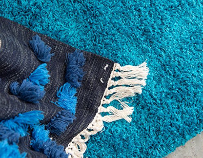 Unique Loom Solid Shag Collection Area Rug (2' 2" x 6' 5" Runner, Turquoise) - color: Turquoise, size: 2'2" x 6'5" (Rectangular)