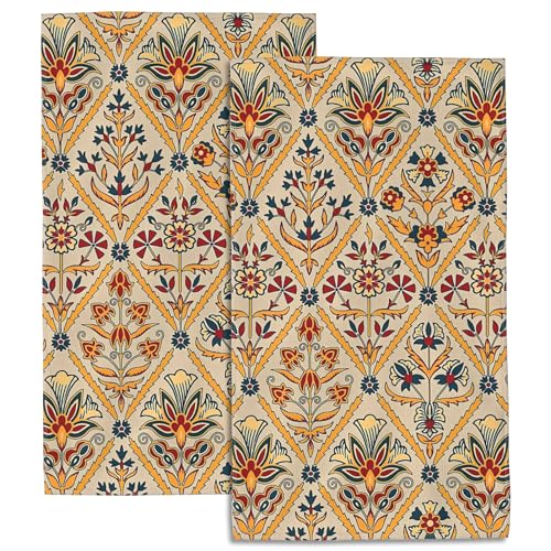 Florals Bath Hand Towels Set of 2, Abstract Beautiful Colorful Florals Geometric Decorative Bath Towels Soft Super Absorbent Hand Towels for Bathroom Hotel Gym Home Decor,14"X28" - color: Abstract Beautiful Colorful Florals Geometric