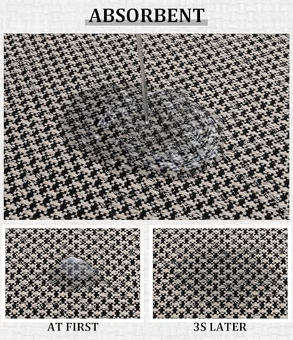 Thin Bath Mat Black Bathroom Rugs Sets 5 Pieces, Non Slip Absorbent Bath Mats Quick Dry, Woven Braided Rugs Washable, Bathroom Toliet,Bathtub - color: Black, size: 5Pieces