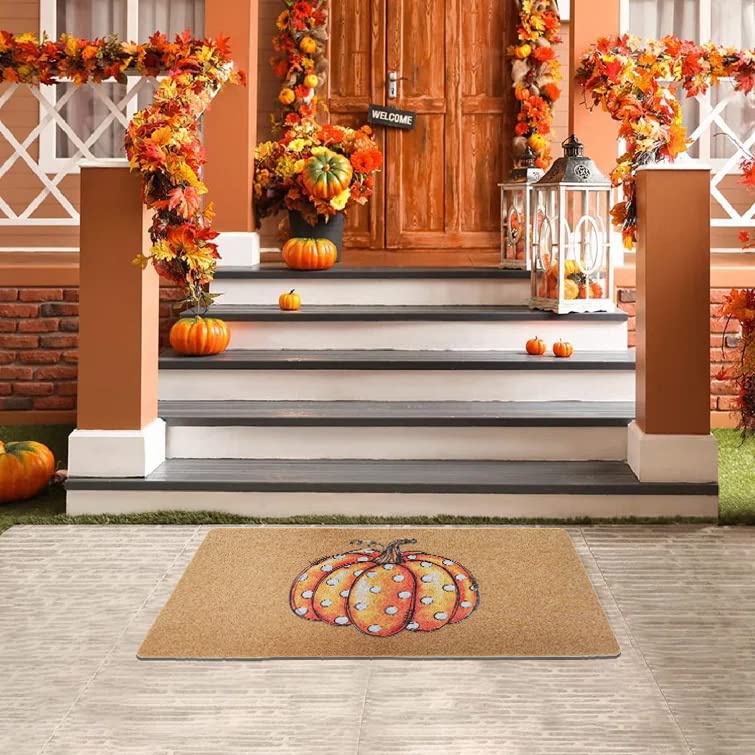 FGSS Fall-Pumpkin Thanksgiving Welcome-Door-Mats Holiday-Doormats - color: Pumpkin