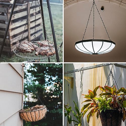 12 Pcs 15.7 inch Hanging Basket Chains 3 Point with Hooks, Black | Flower Pot Chains for Hanging Baskets, Plant Hanger Replacement Chain for Planters, Garden, Bird Feeders, Indoor & Outside
