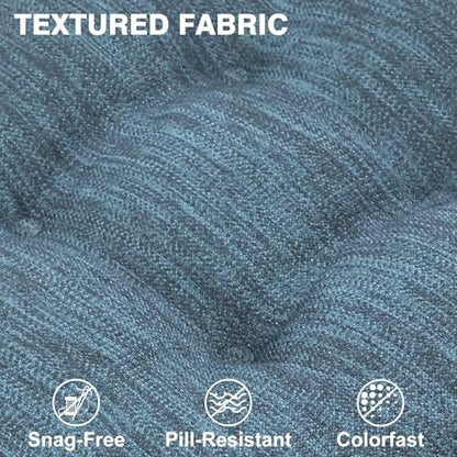 Shinnwa Dining Chair Cushions Set of 2, Dual-Layer Memory Foam Kitchen Chair Cushions, Patented Design Seat Pads with Ties, 16.5 x 16.5 x 3.5in, 2 Pack, Denim Blue - color: Denim Blue, size: 2 Count (Pack of 1)