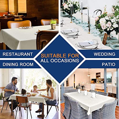 Smiry Rectangle Table Cloth, Waterproof Heavy Duty Vinyl Tablecloths, Wipeable Washable Table Cover for Kitchen and Dining Room (White, 60" X 84") | Wipeable Washable Floral Embossed Table Cover for Kitchen and Dining Room, Indoor & Outdoor Use, White - c
