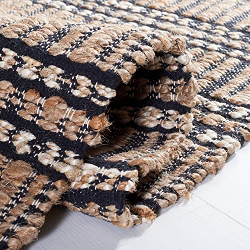 SAFAVIEH Natural Fiber Collection Accent Rug - 3' x 5', Black & Natural, Handmade Flat Weave Stripe Jute & Cotton Jute, Ideal for High Traffic Areas in Entryway, Living Room, Bedroom (NFB651Z) - color: Black/Natural, size: 3' x 5' (Rectangular)