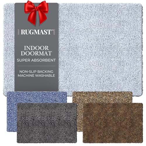 Microfiber Indoor Door Mat 20"x30" - Dirt Trapper Front Door Mat, Washable Entry Rug, Non Slip Waterproof Backing, Super Absorbent Quick Dry, Low Profile Entryway Doormat Indoor Entrance - color: Dark Gray/Light Gray Fibers, size: 20"x30"