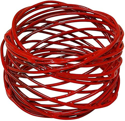 ITOS365 Handmade Round Red Mesh Napkin Rings Set of 12 Holder for Dinning Table Parties Everyday, Dia: 2 Inch - color: Red
