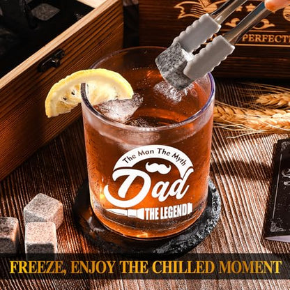 Dad Whiskey Glasses 12 oz, Rock Glasses Dads Birthday Gifts Ideas, Cool Gag Gifts for Dads Who Wants Nothing, Unique New Dad Gift from Daughter, Kids on Fathers Day - style: Dad's Whiskey Glass
