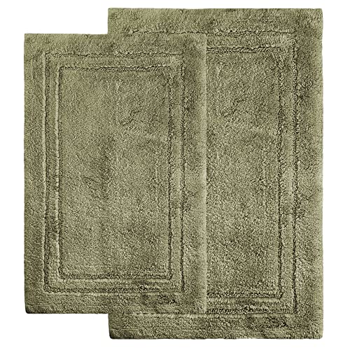 BNM Cotton Bath Rug Set, Area Rugs For Bathroom Decor, Washable and Non-Slip Rugs, Hardwood Tile Floor Cover, Kitchen Accent Rugs, Non-Skid Latex Backing, 20" x 30", 24" x 36", Forest Green - color: Forest Green, size: 20" x 30", 24" x 36" - Rectangle