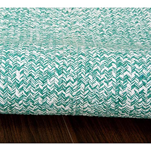 Super Area Rugs Farmhouse Braided Rug Cotton Kitchen Reversible Carpet Light Green & White, 2' X 3' Oval - color: Light Green & White, size: 2' x 3' (Oval)