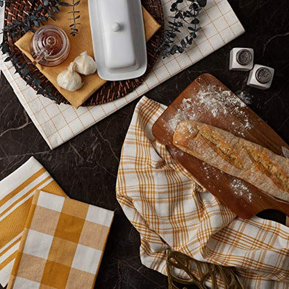 DII Basic Kitchen Large Cotton Dishtowel Set of 5, 18x28, Honey Gold - color: Honey Gold