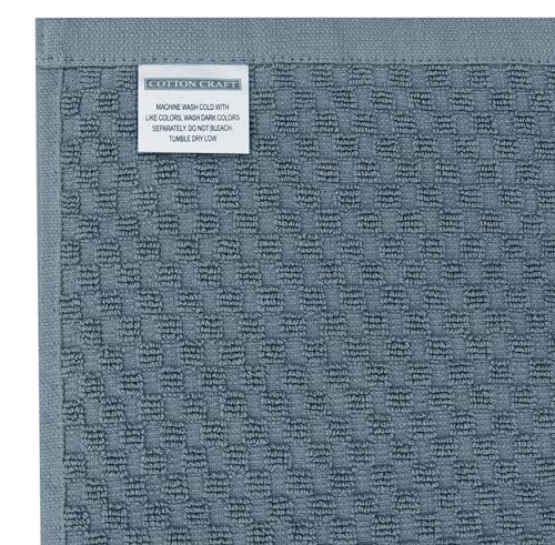 COTTON CRAFT Amazing Kitchen Towel - 12 Pack 100% Cotton Waffle Terry Towel | Blue - 16x28 inch Euro Café Waffle Weave Dish Towels - Soft Absorbent Quick Dry Low Lint Reusable Pantry Bar Cleaning Cloth - color: Blue, size: 12 Pack