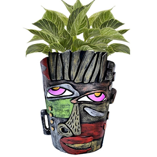Midogaigai Abstract Face Planter Pots for Indoor Plants&Flowers Home Decor | Adorable, Quirky Face Planter, Funny Colorful Resin Flower Pot with Drainage Holes, for Indoor/Outdoor Garden Gift (Retro) - style: Retro