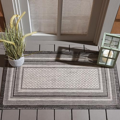 SAFAVIEH Courtyard Outdoor Accent Rug 2'3"x5', Light Grey CY8475-37612 - color: Light Grey/Black, size: 2'3" x 5' (Rectangular)