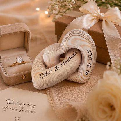 Personalized Interlocking Wooden Hearts, Custom Name Date Engraved Couple Gift, Wedding Anniversary Keepsake, Romantic Decor, Valentine Gift, Bridal Shower Gifts, Engagement Present 3 - color: Design 03