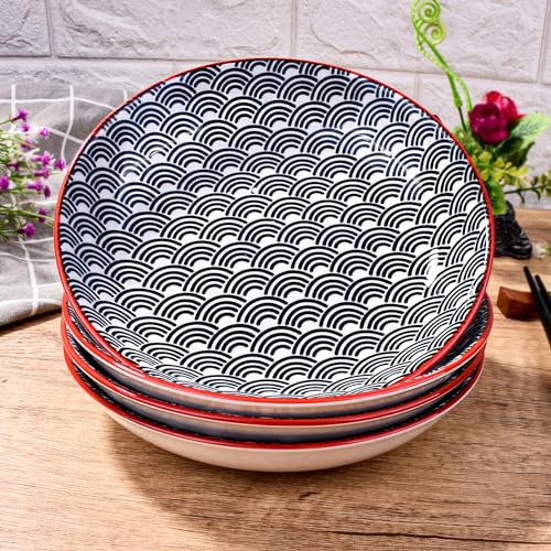 7 Inch Ceramic Plates, Set of 4 - Small Round Dessert & Appetizer Plates, Underglaze Color (LBL) - color: LBL