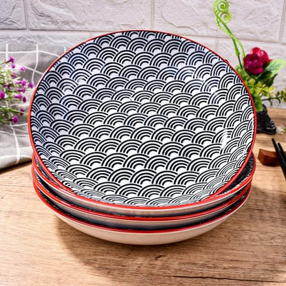 7 Inch Ceramic Plates, Set of 4 - Small Round Dessert & Appetizer Plates, Underglaze Color (LBL) - color: LBL