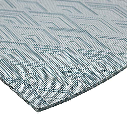 Round Table Placemats Set of 6,Woven Vinyl Wedge Placemats Heat Resistant Table Mats Wipe Clean (Light Blue) - color: Wedge:blue