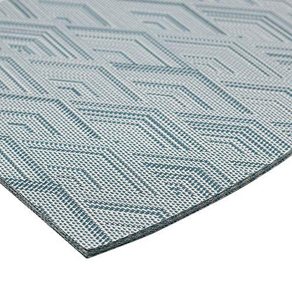 Round Table Placemats Set of 6,Woven Vinyl Wedge Placemats Heat Resistant Table Mats Wipe Clean (Light Blue) - color: Wedge:blue