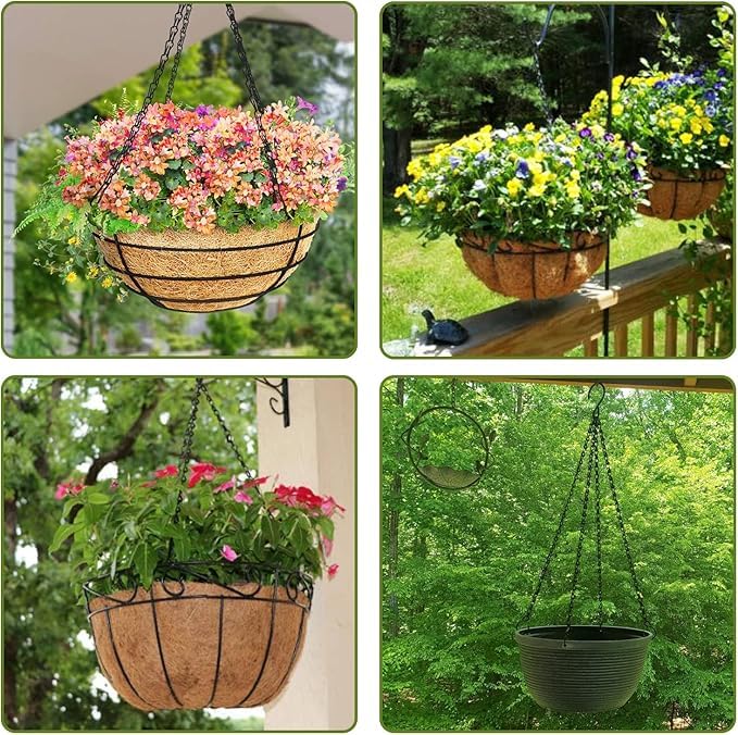 Heybe 16 Inch Hanging Basket Chain, 4 Point Hanging Chains with Hooks for Pot Planters Bird Feeders Lantern Lamp,Extended Hangers for Hanging Badkeys(16inch, 4 Point) - size: 16 inches, style: 4 point
