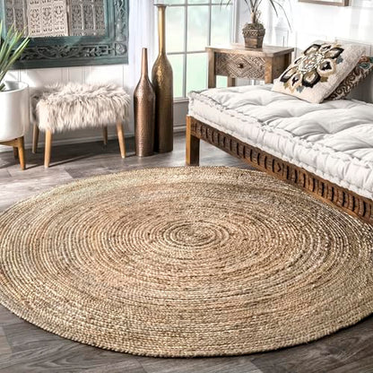 nuLOOM Rigo Natural Solid Flatweave Area Rug, 4' Round - color: Natural, size: 4' (Round)